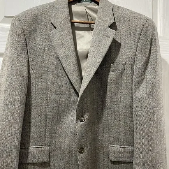 Lauren Ralph‎ Lauren Herringbone Blazer Jacket 42R Brown Sport Coat Suit Preppy